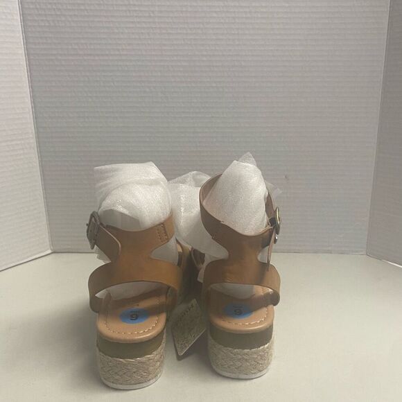 MUDD Women’s Espadrille Sandals Tan Sz 6 Ankle Strap Buckle Open Toe New No Box - Picture 7 of 9